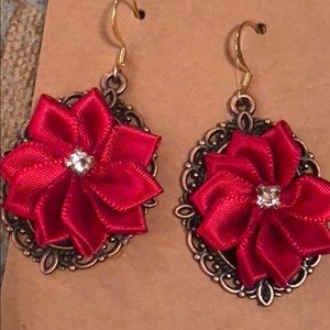 22K Gold Plated Flowered Dangly Earrings